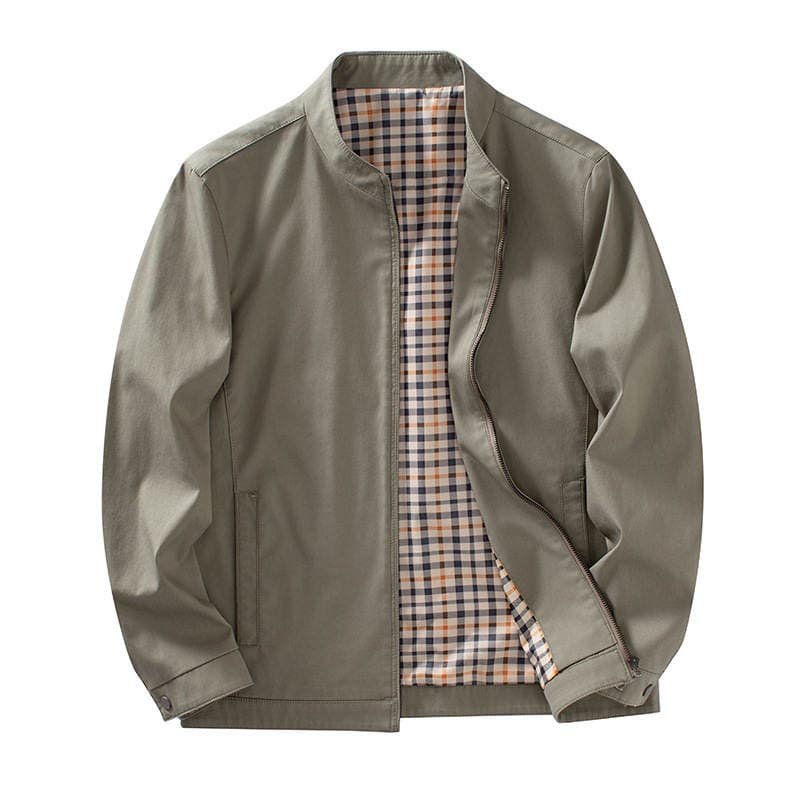 100% Pure Cotton High-End Business Spring Jacket for Middle-Aged and Elderly Men, Men's Lapel Jacket, Spring and Autumn Casual Top 4