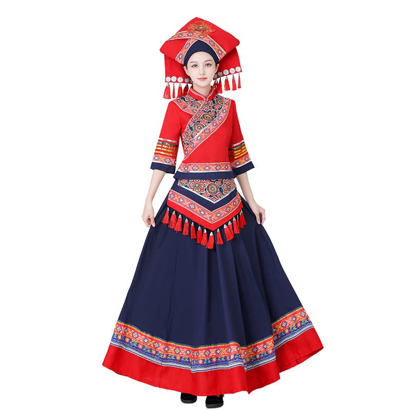 Sd women's navy blue long skirt suit + fan-shaped headwear