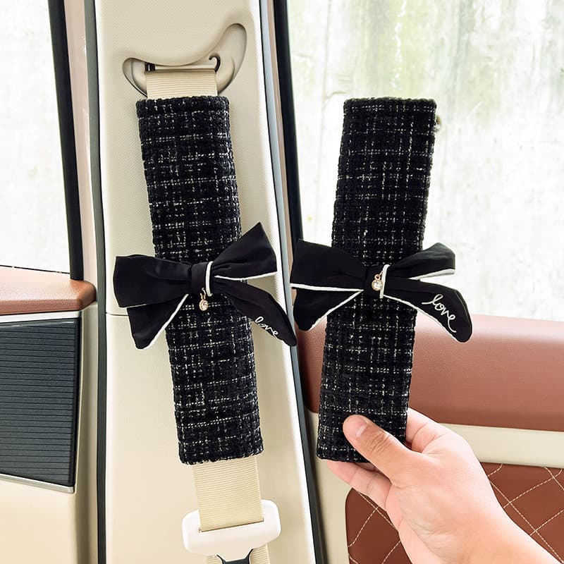 Diamond bow-black four-season small fragrance shoulder pads (1 pair)