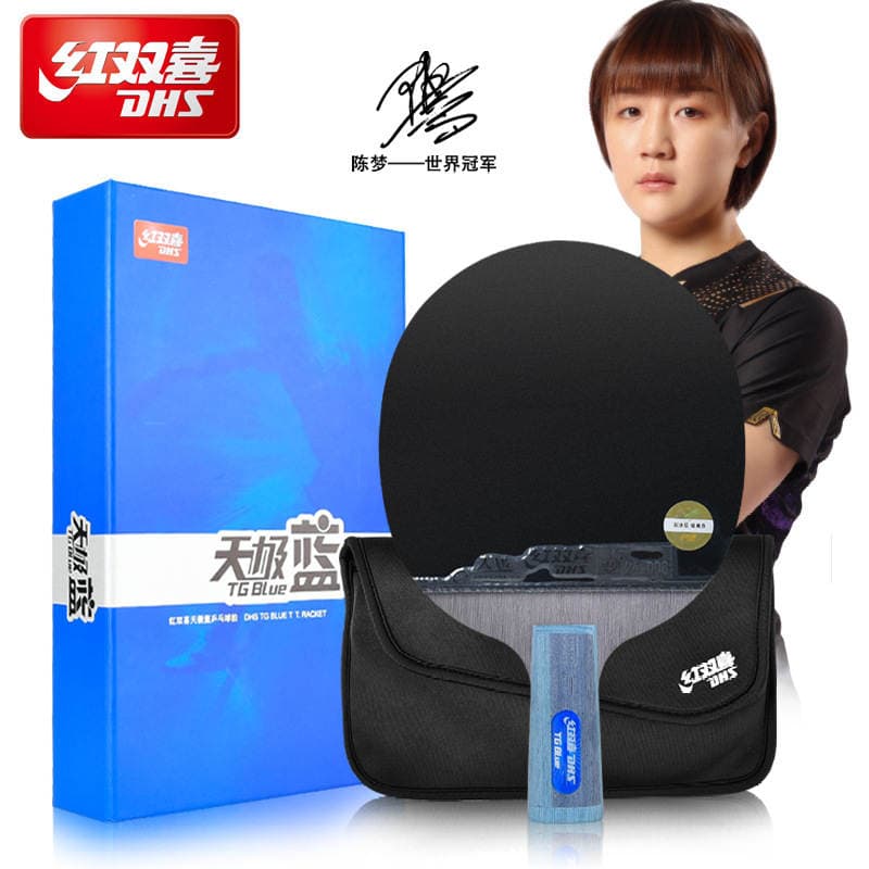 Red double happiness genuine celestial blue professional ping-pong single racket crazy straight table tennis racket celestial blue series wholesale 1