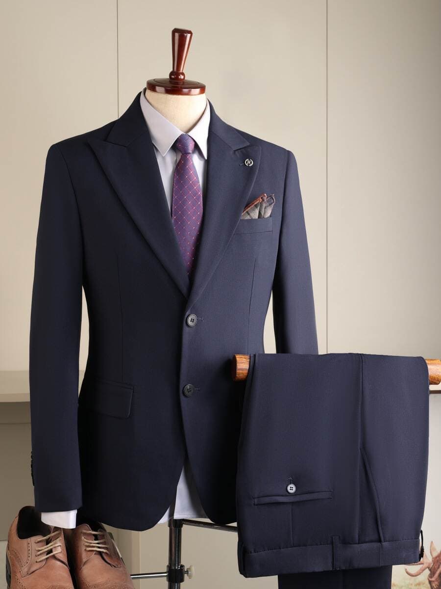 Business High-End Suit Set for Men, Groomsmen Outfit, Professional Attire, Black and Navy Blue, High-End Wedding Suit for the Groom 4