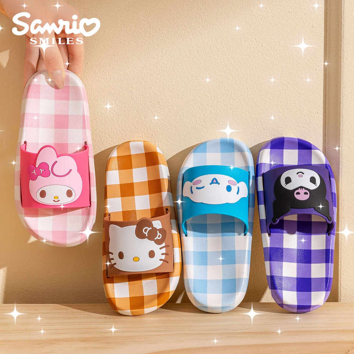 Sanrio My Melody uşaq və valideyn-uşaq terlikləri, sürüşməyən, ev və hamam üçün. 1