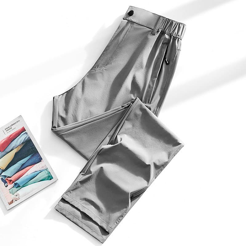 Light gray open waist ice silk high elasticity
