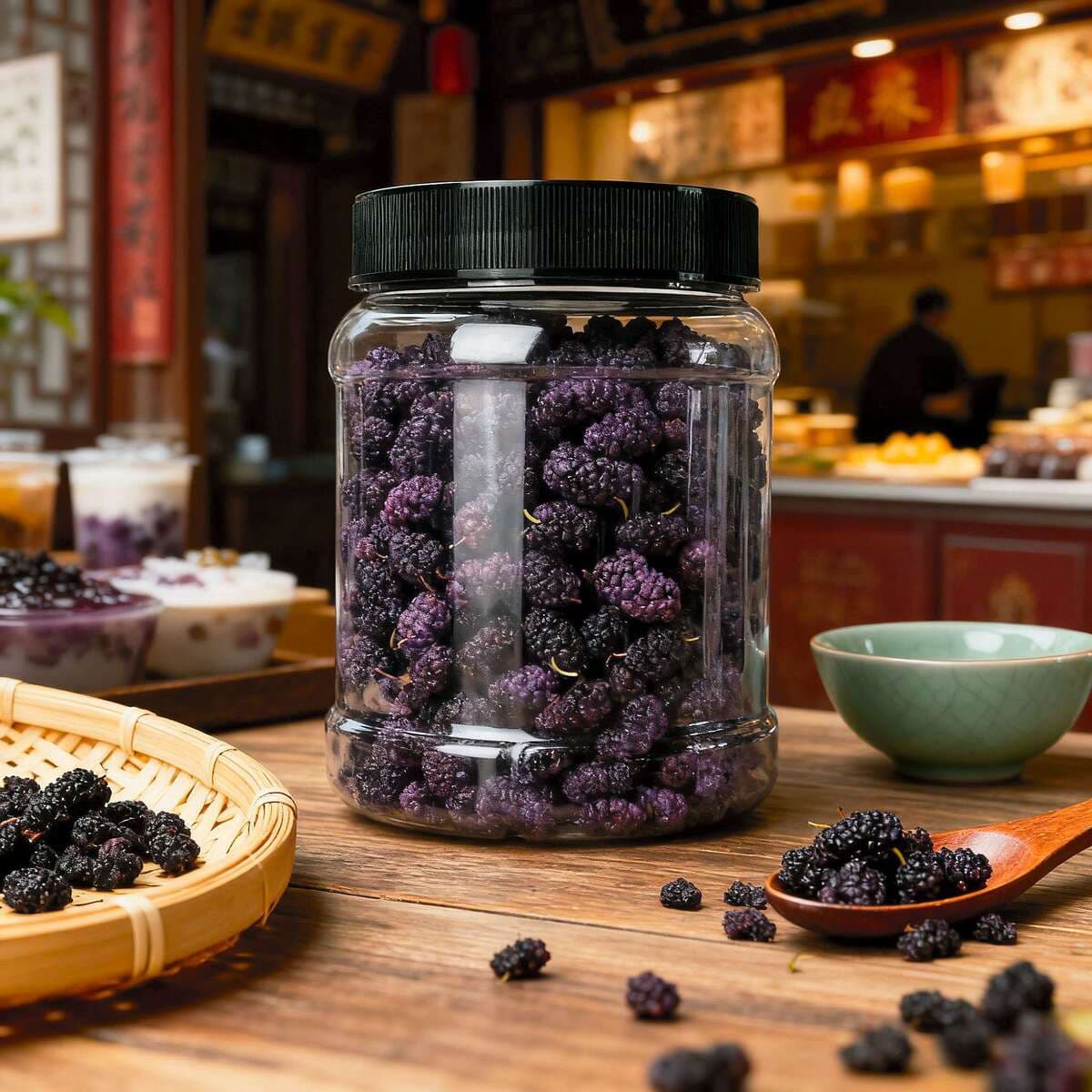 Chunjiangyue möhürlənmiş plastik banka: üzüm, gavalı, naringi qabığı, yaşıl gavalı, meyvə parçaları, cem və marmelad üçün. 2