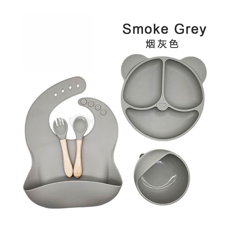 Gray-wooden handle spoon-[five-piece set]