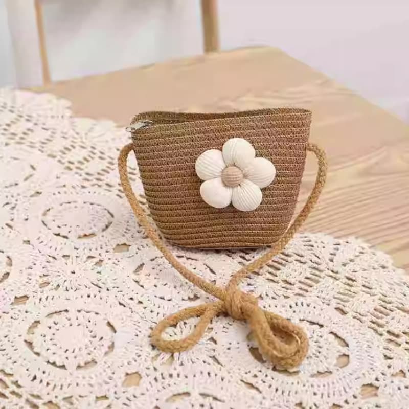 Bag with floral pattern in coffee color