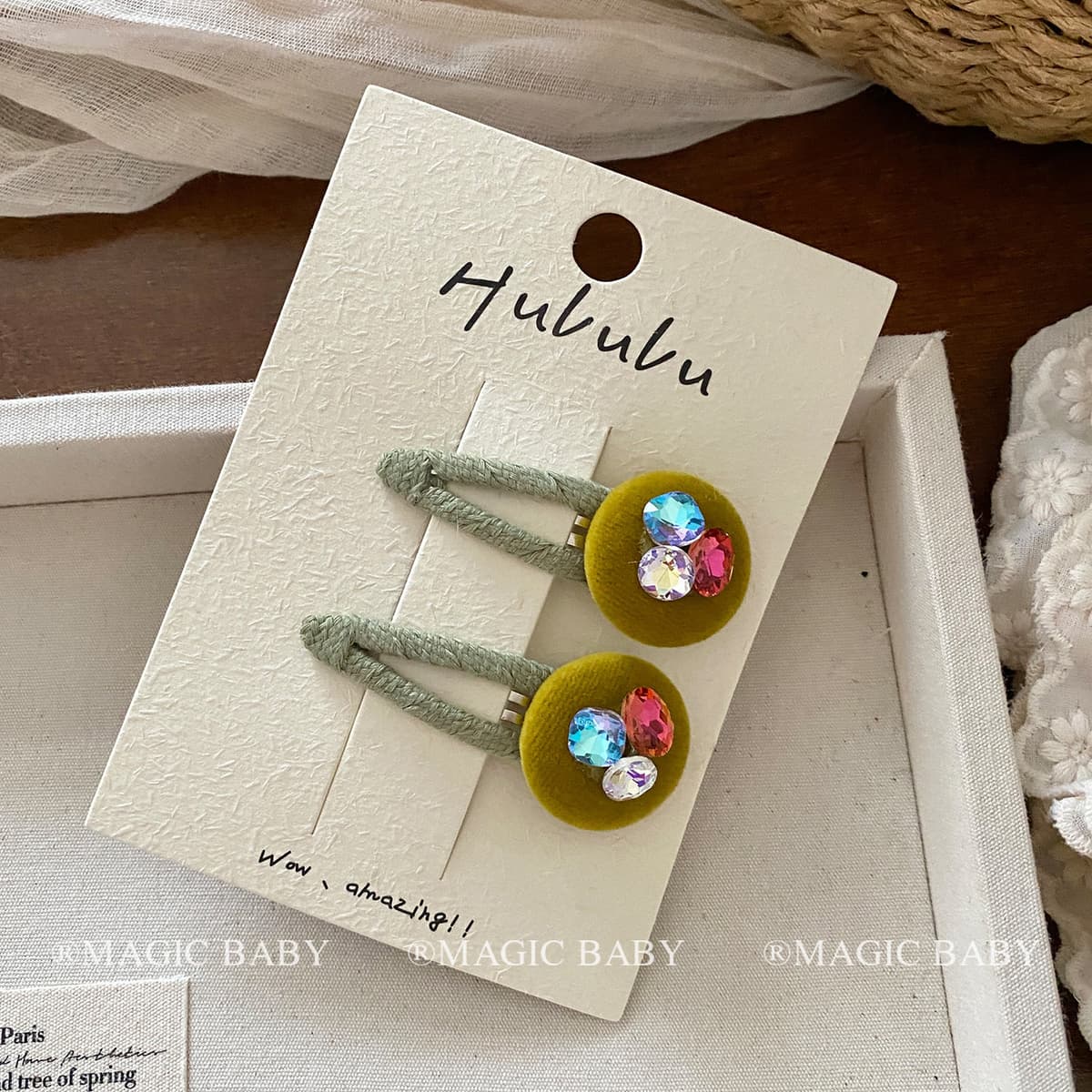 Green snap hair clips (2-pack)