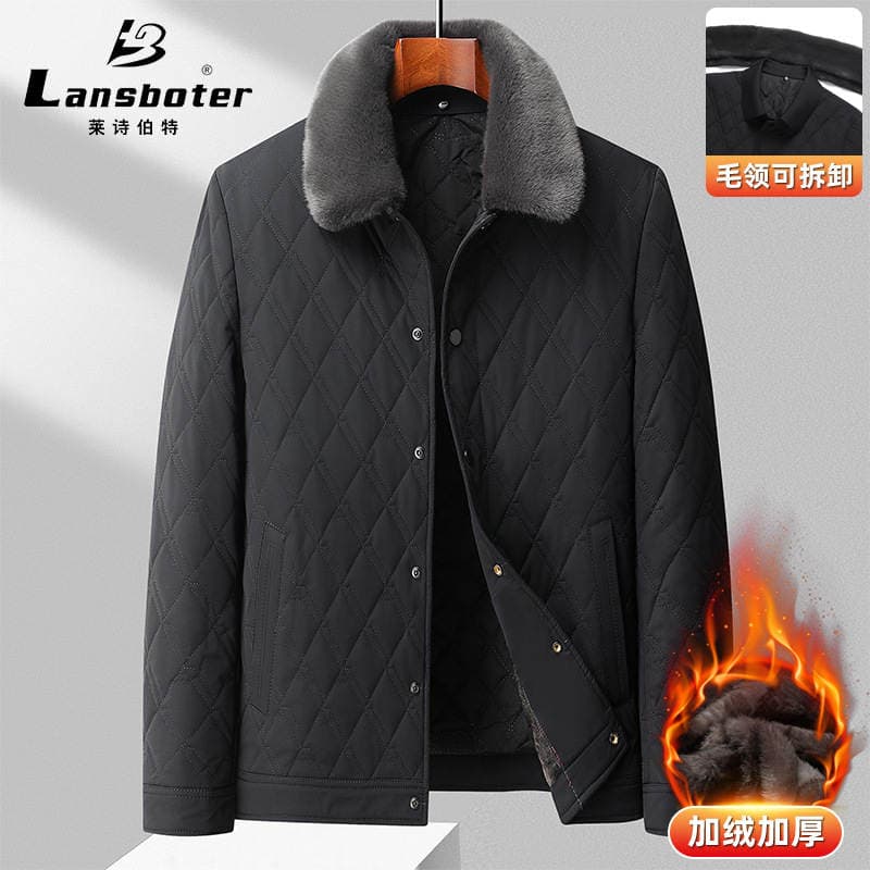 Laishibert kişilər üçün payız-qış yaxa yaxalı, qalınlaşdırılmış, yun astarlı, isti pambıq gödəkçə (orta yaşlılar üçün) 2