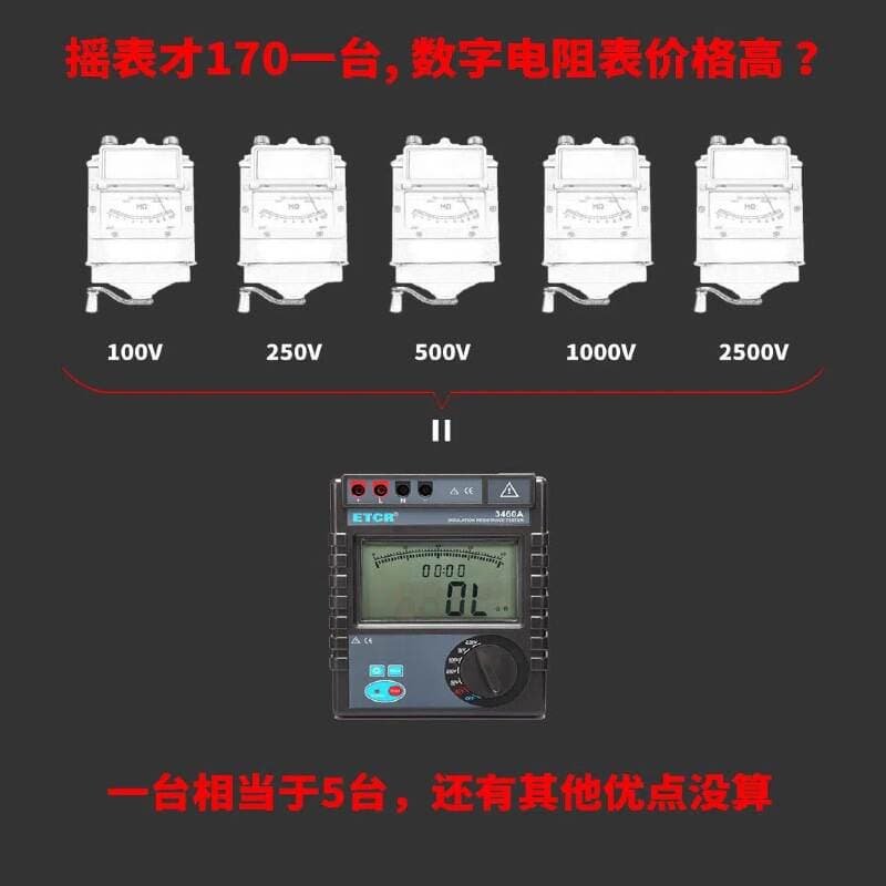 Digital Insulation Resistance Tester Industrial 2.5Kv/5Kv High-Voltage Electrician-Specific High-Precision Electronic Tester 2