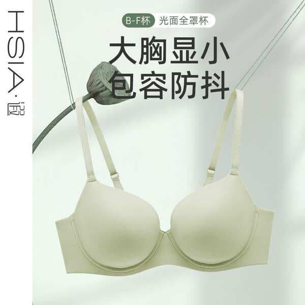 Hsia Xiaoxiaoqingti Same Style Intimates Women's Glossy Seamless Bra Thin Large Breasts Showing Small Full Cup to Hold the Secondary Breasts