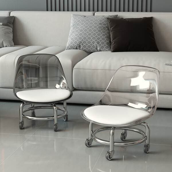 Trendy Small Stool with Swivel Wheels, Low Stool, Baby-Friendly Acrylic Transparent Toddler Learning Stool