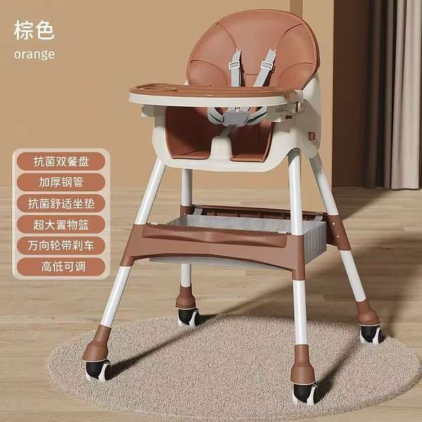 Adjustable Children's Dining Chair with Tray, Baby Learning-To-Sit Chair, Infant Folding Chair with Widened Base, Baby Dining Chair