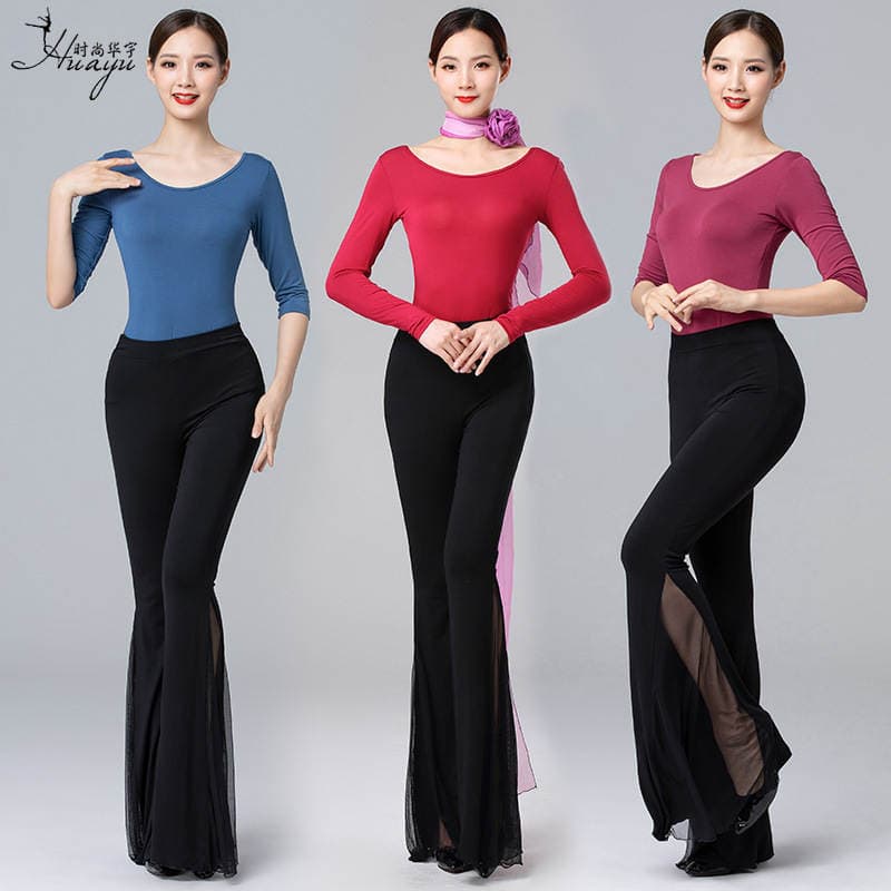 Fashion Huayu Crewneck Body Etiquette Training Clothing Modal Flared Pants Training Catwalk Practice Clothing Dance Suit 1