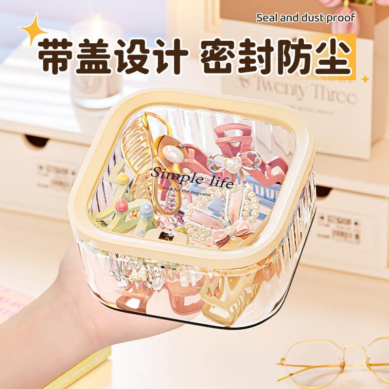 Powder Puff Storage Box Desktop Cosmetics Acrylic Disposable Lipstick Skin Care Mini Flip-Top Sundries Transparent Storage Rack 4