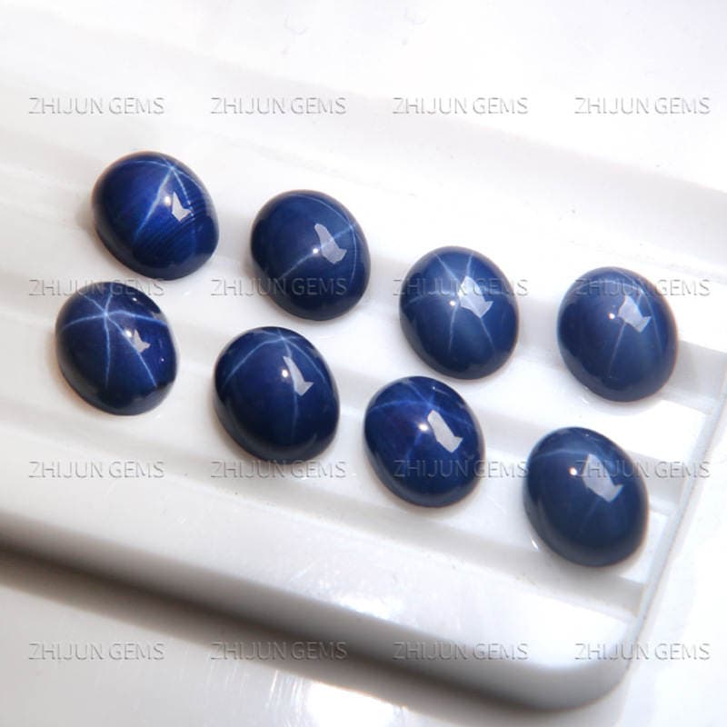 Natural Blue Starlight Sapphire Oval Cabochon Plain Surface Starlight Sapphire Egg-Shaped Cabochon Starlight Stone 5