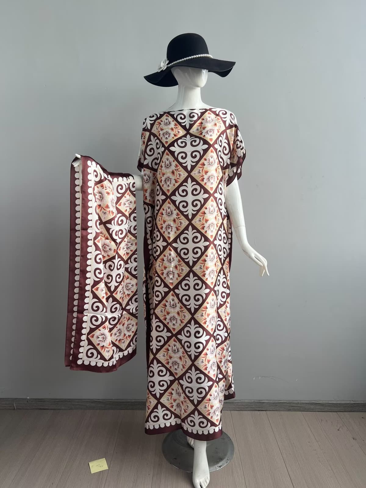 249-romantic check-coffee brown beige