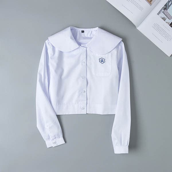 Spot Japanese JK uniform kindergarten baby girl round neck embroidered shirt shirt long sleeve