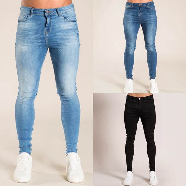 European Style Ins Trendy Men's Stretch Denim Skinny Pants Cross-Border Trade Slim Fit Black Stretch Jeans for Men