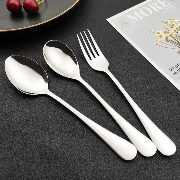Cross-Border 304 Stainless Steel Spoon Tip Round Spoon Fork 1010 Series Tableware Spoon Hotel Restaurant Public Spoon Logo