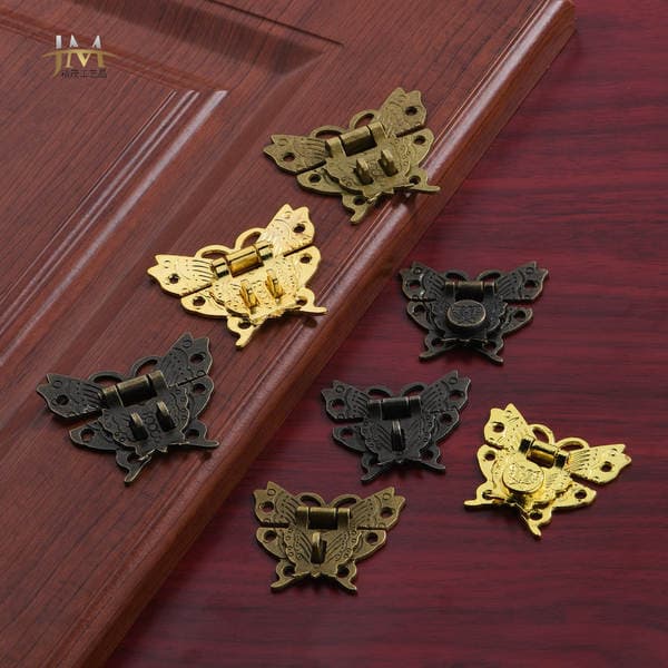 Jingmao Hardware New Chinese Style Home Decoration Building Materials Antique Wooden Box Butterfly Suitable for Box Buckle Alloy Lock Buckle Luggage Accessories
