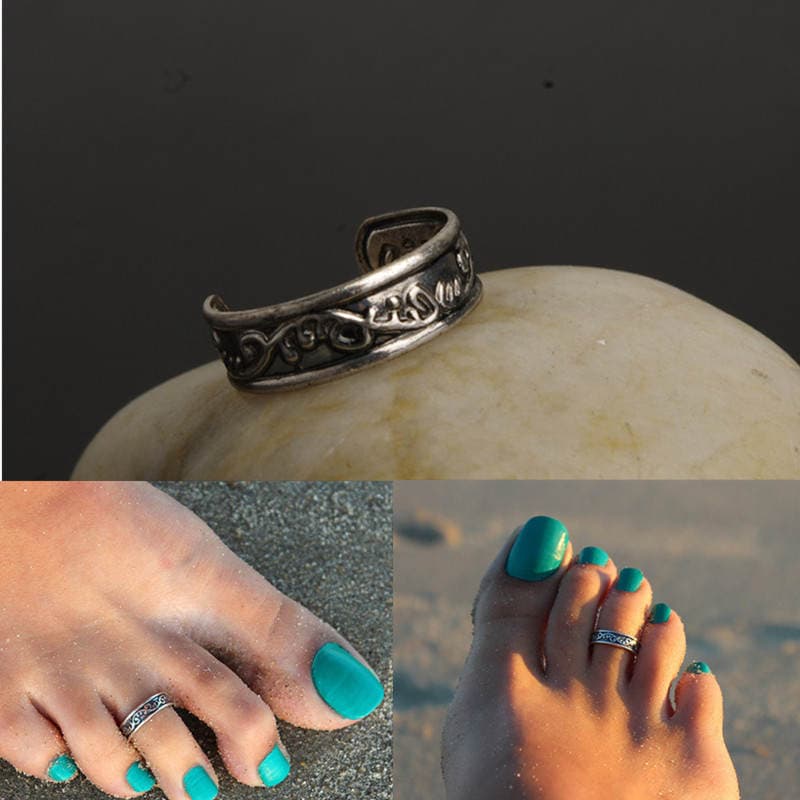 Europe and the United States foreign trade new jewelry new street photography retro style carved leaves joint ring open foot ring F098