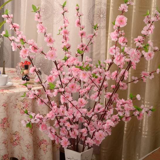 Factory silk flower artificial peach blossom living room floor decoration artificial flower plant 60 cherry blossom branches outdoor plum blossom