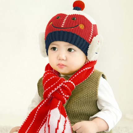 Mz4087 New Baby Hat Pullover Hat Baby Cotton Hat Smiley Face Pencil Woolen Hat Fresh