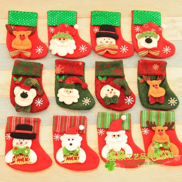 Christmas decorations small size sequins Christmas socks children party gift bag candy bag Christmas socks tree pendant