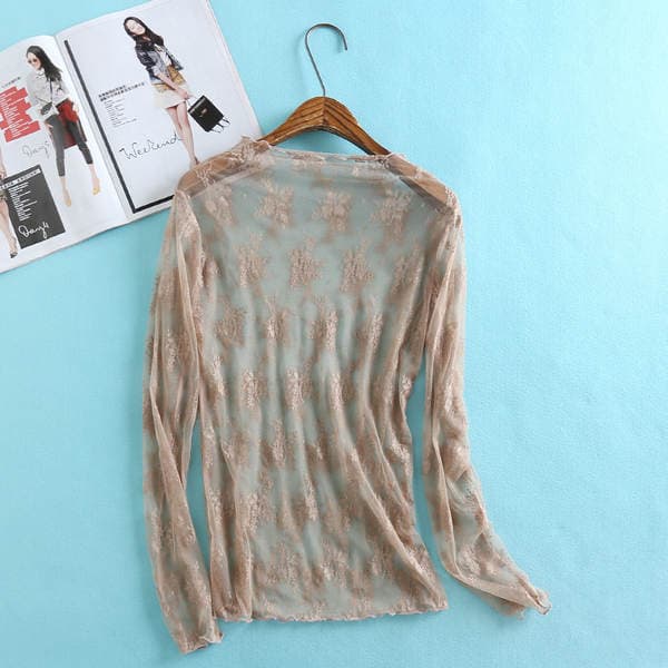 Autumn and winter New Korean order autumn fashion Sexy Stretch Slim long sleeve lace base Shirt Spot wholesale