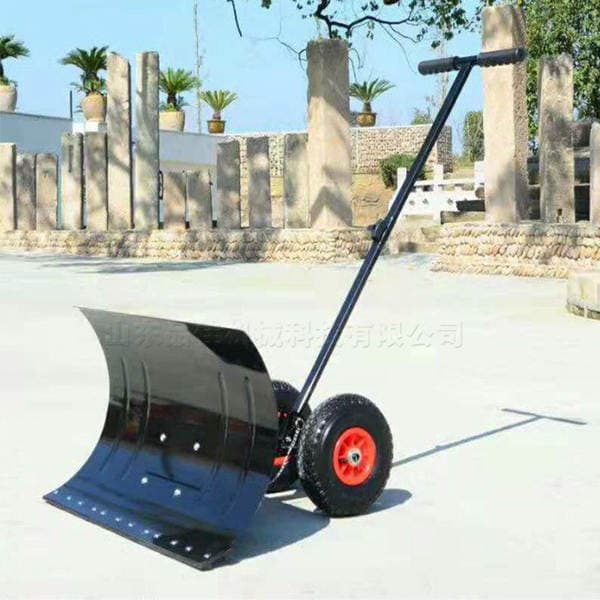 Hand push wheel snow shovel road snow removal snow plate stainless steel snow removal plate double wheel snow removal shovel