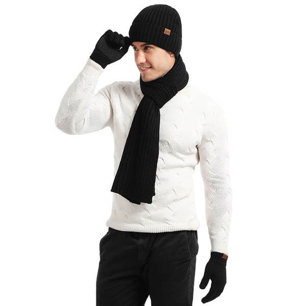 European and American Autumn and Winter Thickeneded Wool Outdoor Warm Multi-Piece Knitted Scarf Hat Gloves Three-Piece Imitation Cashmere Set
