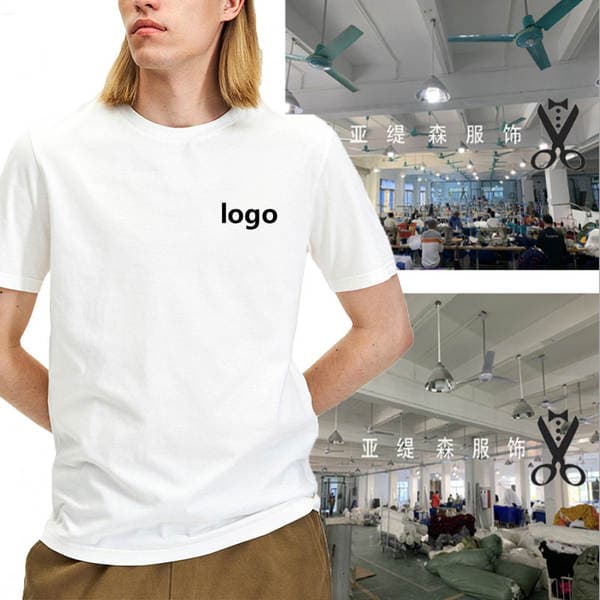 Cross-Border Factory Pure Color Short-Sleeved T-Shirt Men's Printed/Embroidered Short-Sleeved Loose Trendyy Package Processing and Customization
