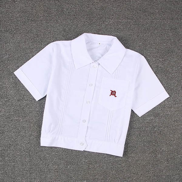 Spot Japanese student JK uniform corner collar embroidered cotton short embroidered short sleeve school uniform shirt