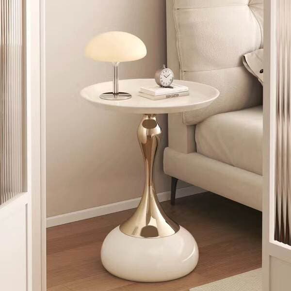 Living Room Side Table, Sofa Side Cabinet, Light Luxury Small Coffee Table, Creative Bedside Table, Storage Rack, American Retro Black Small Round Table