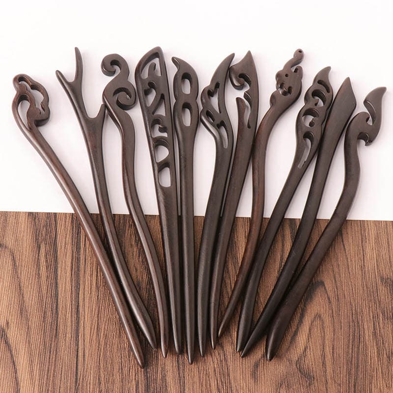 Genuine goods Ebony hairpin high-grade sense hairpin diy ancient style step shake hair accessories Wood hairpin new Chinese style female headdress