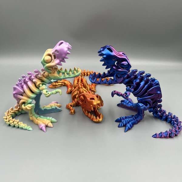 3D Printed Tyrannosaurus Dinosaur Ornament Skeleton Transforming Toy Gear Ball Figurine Gift Craft Trendy Figurine
