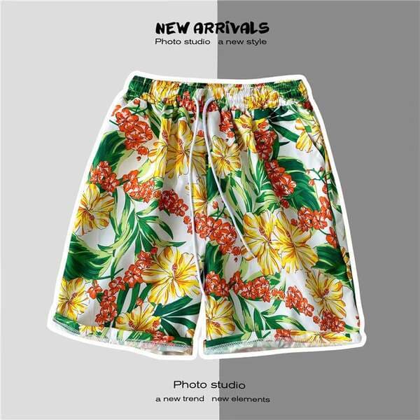 Unisex Yapon üslublu yay retro boş qısaqol çiçəkli köynək (Havay çimərliyi, cütlüklər üçün)