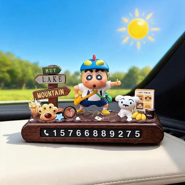 2026 New Model Crayon Shin-Chan Temporary Parking Number Plate for Moving Car, Cute Car Phone Number Plate