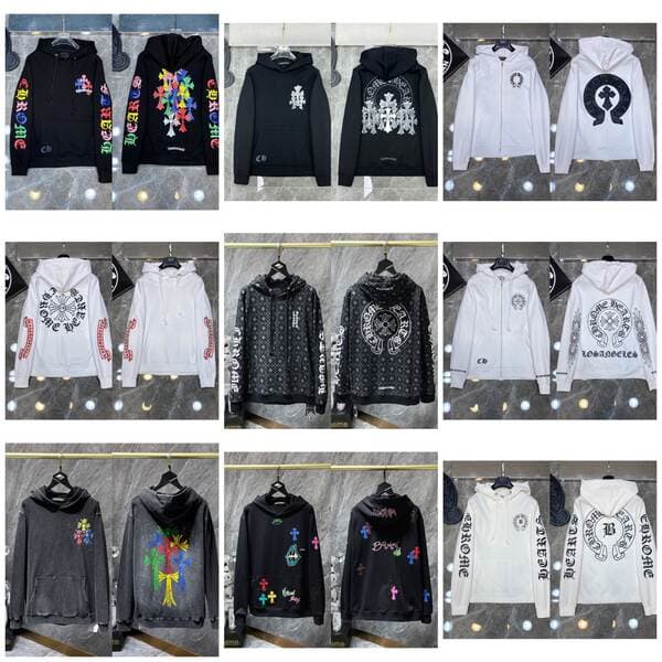 New Cross-Border Ch Croton Men's Pure Cotton Terry Couple's Embroidered High-Quality Hooded Sweatshirt Factory Direct Wholesale