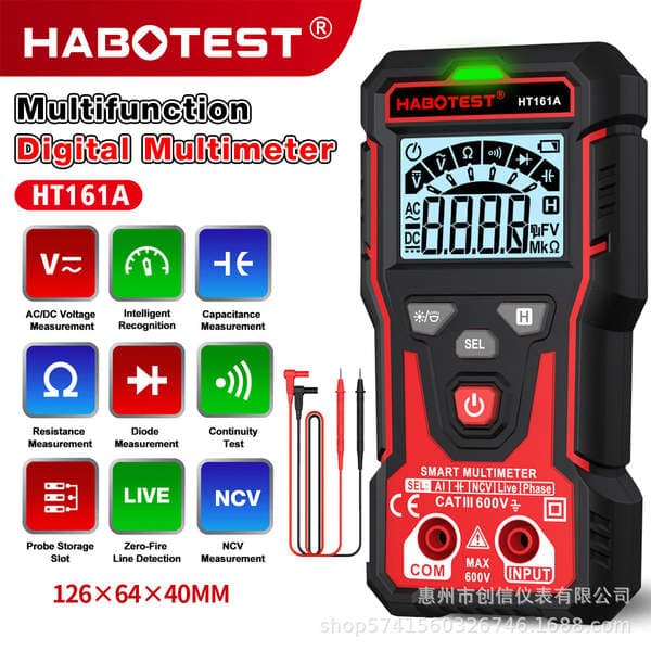 Habotest Ht161A Ağıllı Rəqəmsal Multimetr, Çoxfunksiyalı, Elektrikçilər üçün, Elektrik Sınaqları üçün
