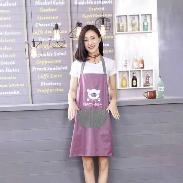 Waterproof Apron Kitchen Apron Household Korean Style Waterproof and Oil-Proof Work Clothes Cute Cooking Apron with Printed Logo