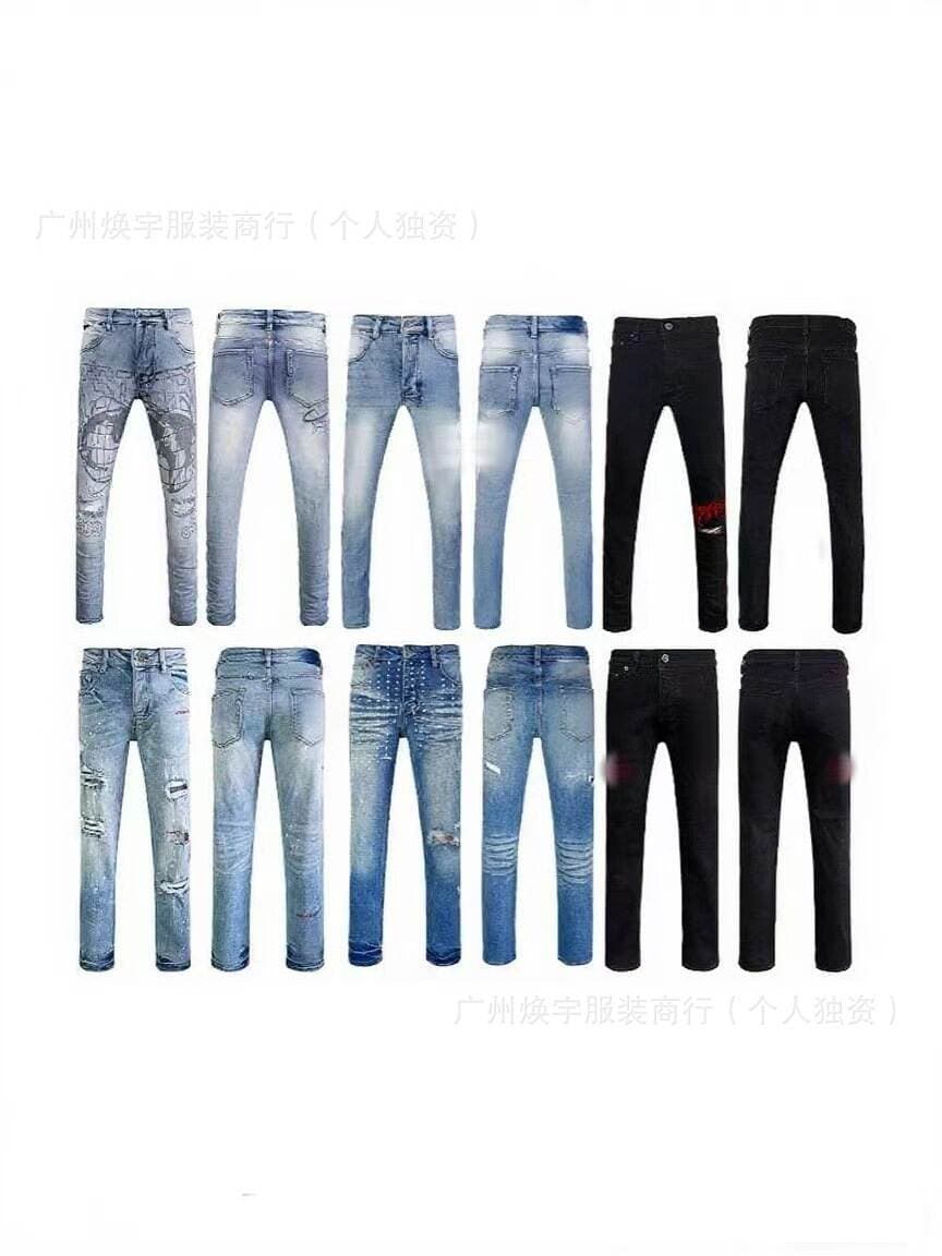 KSB Jeans Straight Ripped Stretch American Style High Street Casual Men's Jeans in stock Miscellaneous TEMU Pants