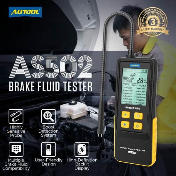 Autool As502 Car Brake Fluid Tester Test Pen Brake Fluid Tester As50 Cross-Border Hot Keyword