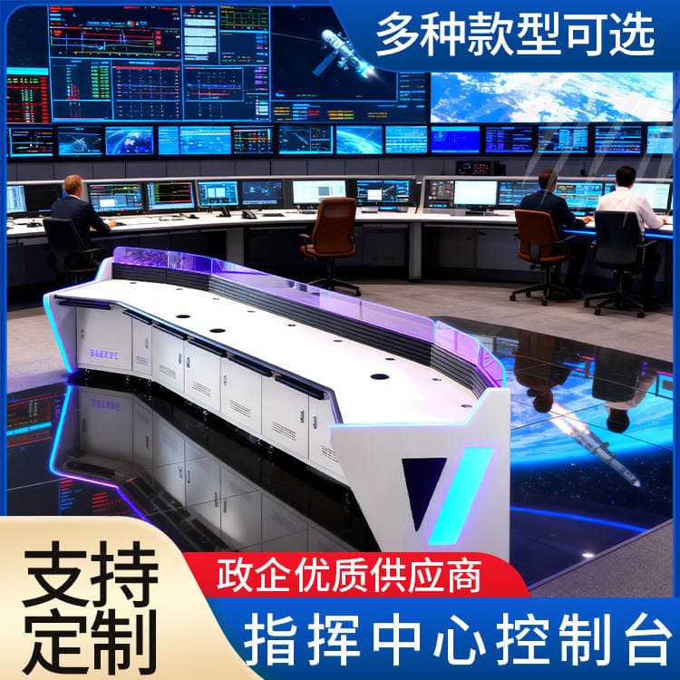 Emergency Command Center Monitoring Operation Console Dual-Linked Security Control Console Solid Wood Side Panel Monitoring Console Manufacturer