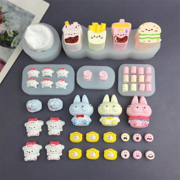 Bear Round Bean Expression Pig Slippers Marshmallow Small Nose Silicone Mold Fondant Cake Chocolate Drip Mold