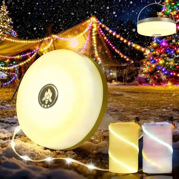 Metal Button Camping Light in Stock, Hanging Outdoor Portable Camping Tape Measure Light, Rgb Ambiance Camping Tent Light