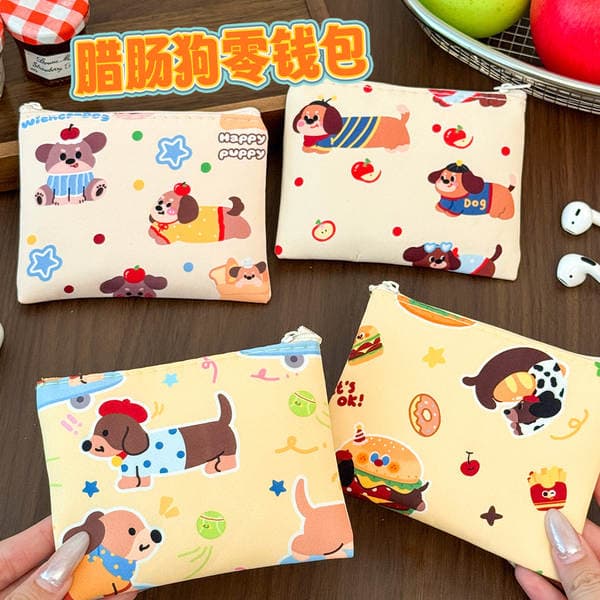 Dachshund Dog Coin Purse Cartoon Mini Children's Coin Bag Lipstick Earphone Storage Bag Student Small Gift Coin Purse