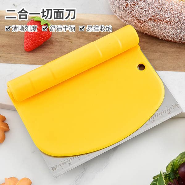 Cross-Border New Two-In-One Dough Scraper with Scale Cutter Stainless Steel Dough Cutter Baking Tool Flour Dough Cutter