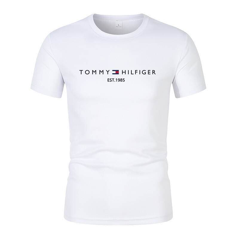 Tang m Men's Short-Sleeve T-Shirt for Young and Middle-Aged, Trendy Three-Color Flag Print, Crew Neck Half-Sleeve Base Shirt