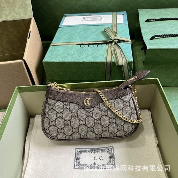 New Gucci Women's Shoulder Bag Underarm Bag Ophidia Series Mini Handbag Chain Bag Cross-Border E-Commerce